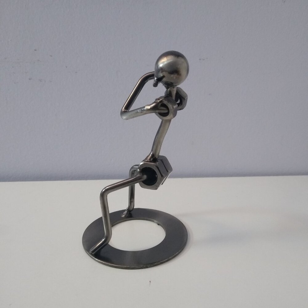 Flute Player Figurine - Metallic, Nuts & Bolts Design - Picture 4 of 8